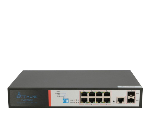 Extralink Przełącznik zarządzalny Victor EX-2500G-10MPS 8x10/100/1000M TX z POE AT/AF EX.8222 - 454700 - zdjęcie